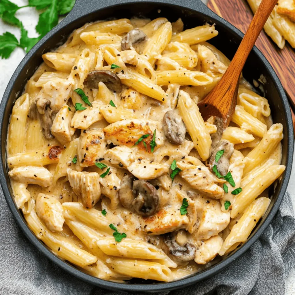 Lightened Up Creamy Chicken Marsala Pasta