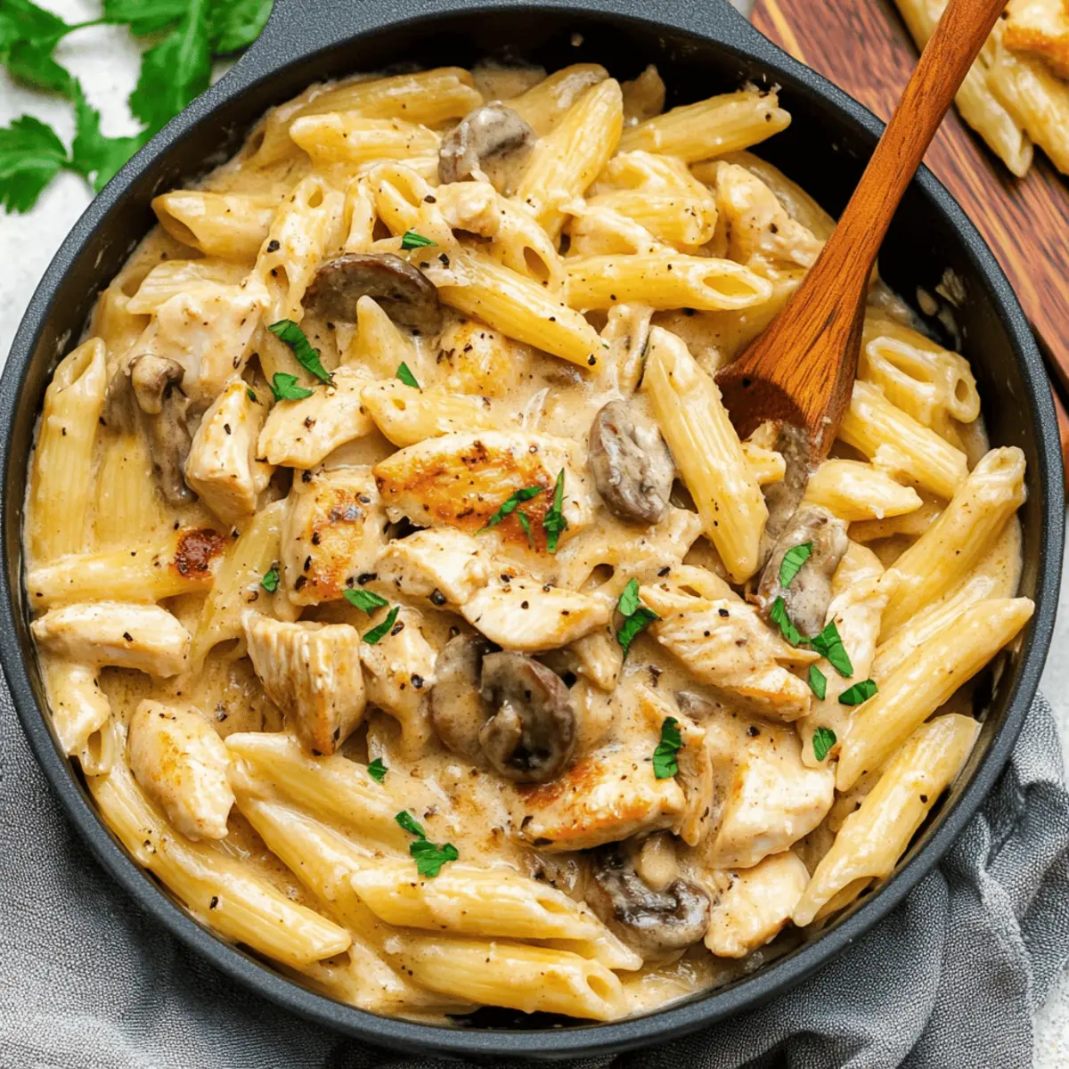 Lightened Up Creamy Chicken Marsala Pasta That’s Irresistibly Delicious