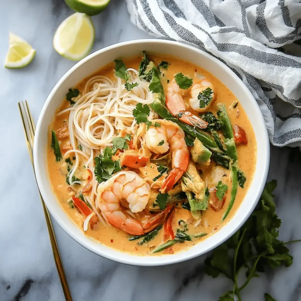 Thai Style Coconut Curry Shrimp Noodle Bowls
