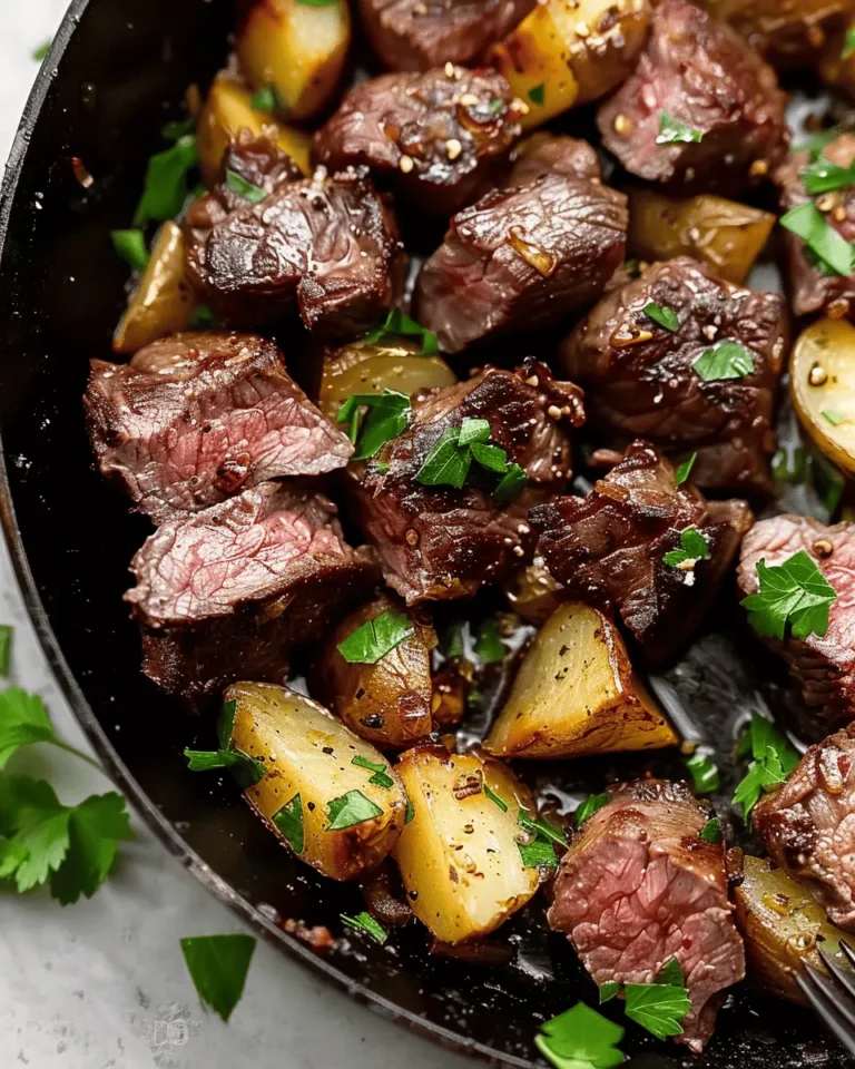 Garlic Butter Steak Bites and Potatoes