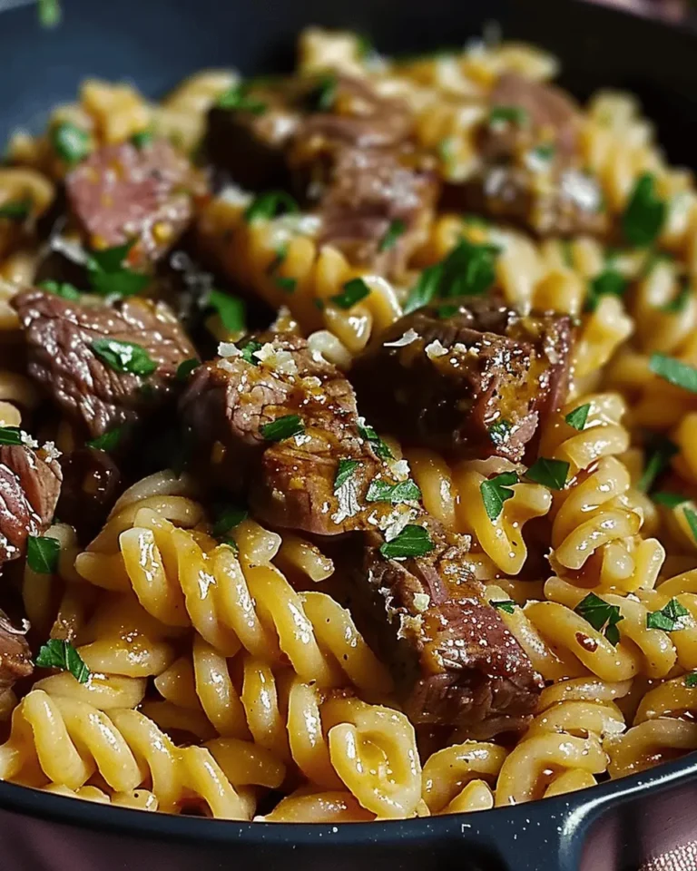 One-Pot Creamy Spicy Garlic Butter Steak & Pasta