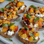 Quick Peach Bruschetta with Whipped Ricotta