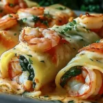 Shrimp and Spinach Stuffed Pasta Rolls