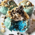 Cookie Monster Cinnamon Rolls: Blue Dough, Cookie Crumbles, and Creamy Sweetness