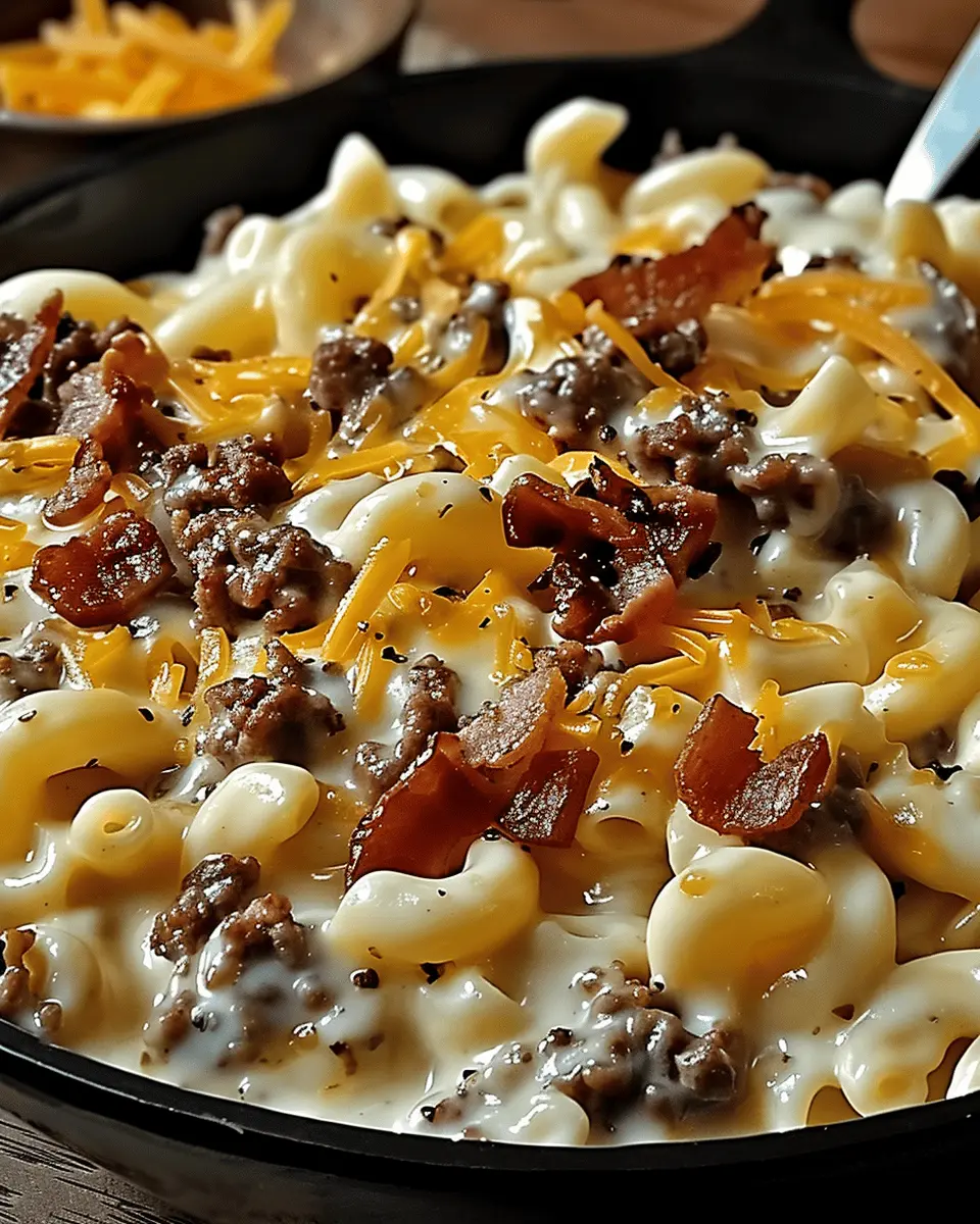 Loaded Cheeseburger Alfredo Pasta: Ultimate Creamy Turkey Bacon Dinner