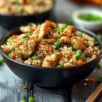 High Protein Crispy Garlic Chicken Fried Rice