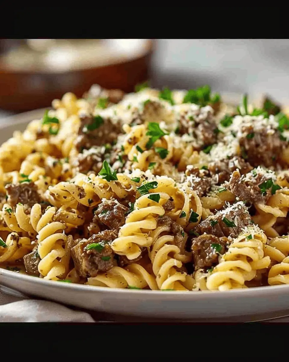 Beef and Rotini in Garlic Parmesan Sauce: A Delicious Comfort Meal