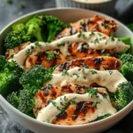 Grilled Chicken & Broccoli Bowls with Creamy Garlic Sauce