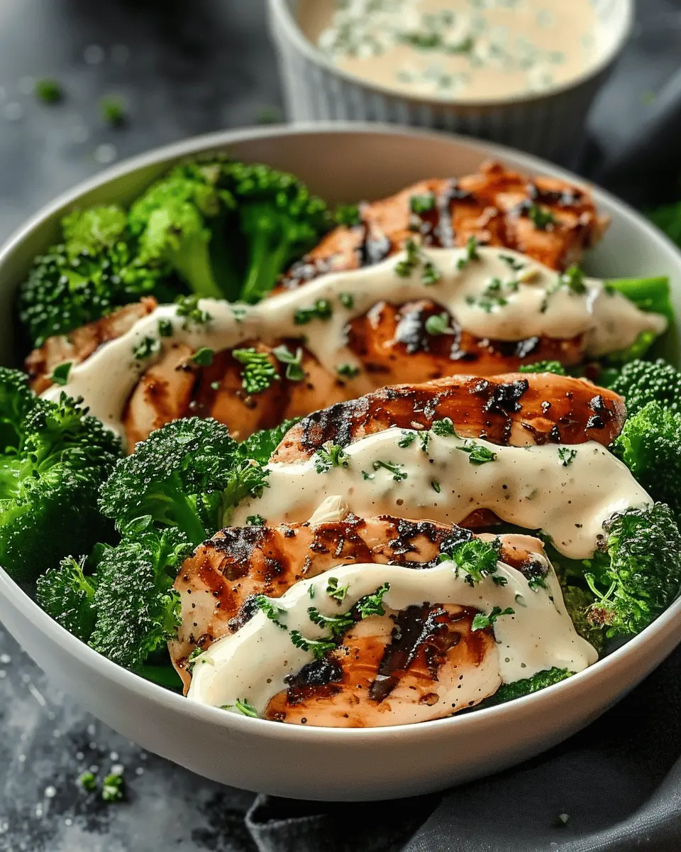 Grilled Chicken Broccoli Bowls: Easy Recipe with Creamy Garlic Sauce