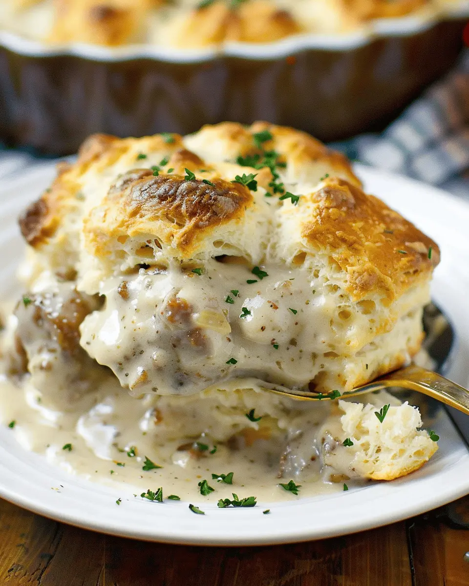 Biscuits and Gravy Casserole: A Hearty Indulgent Delight with Turkey Bacon
