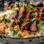 Korean BBQ Steak Rice Bowls with Spicy Cream Sauce