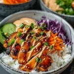 Korean BBQ Chicken Bowls with Gochujang Cream Sauce