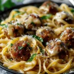 Garlic Butter Meatballs : Creamy Linguine Delight