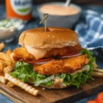 Crispy Fish Sandwich with Sriracha Mayo Dressing
