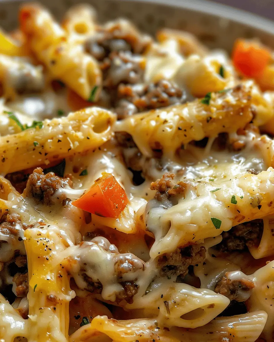 Philly Cheesesteak Pasta: Indulgent Comfort with Turkey Bacon