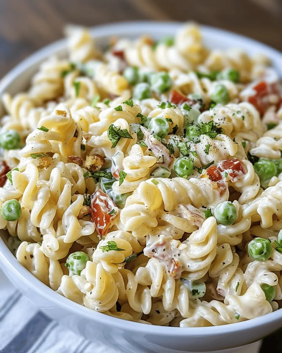 Creamy Pasta Salad with Turkey Bacon and Chicken Ham Delight