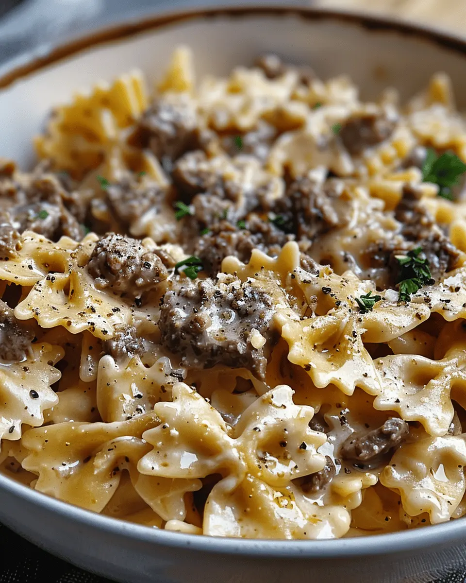 Creamy Parmesan Garlic Beef Bowtie Pasta: The Best Comfort Dish