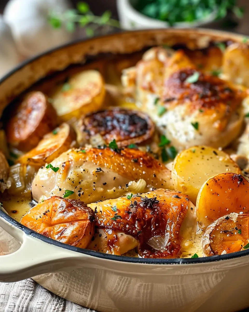 French Chicken Casserole a la Normande with Turkey Bacon Delight