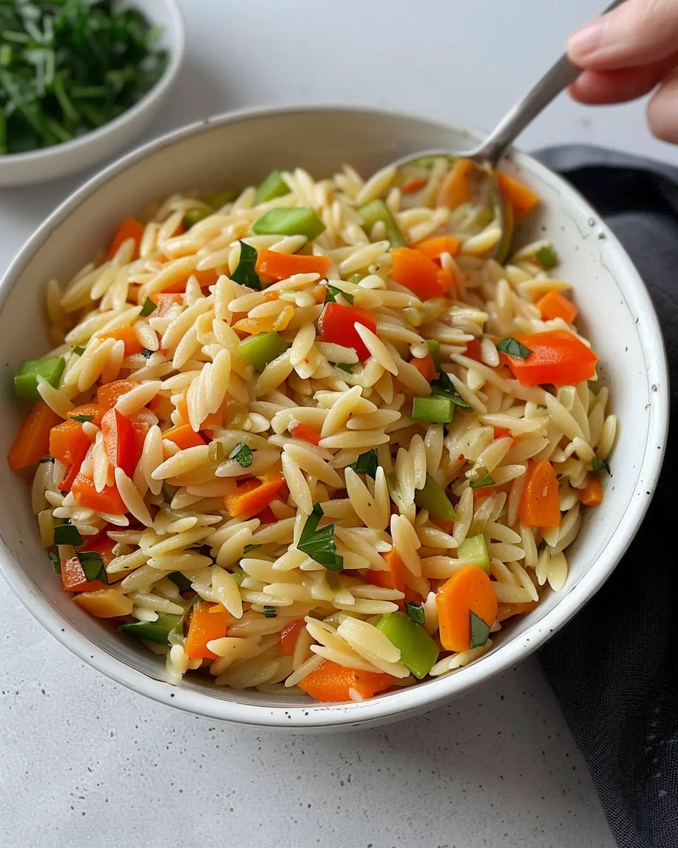 Veggie Orzo Delight: Easy Recipe with Turkey Bacon Twist