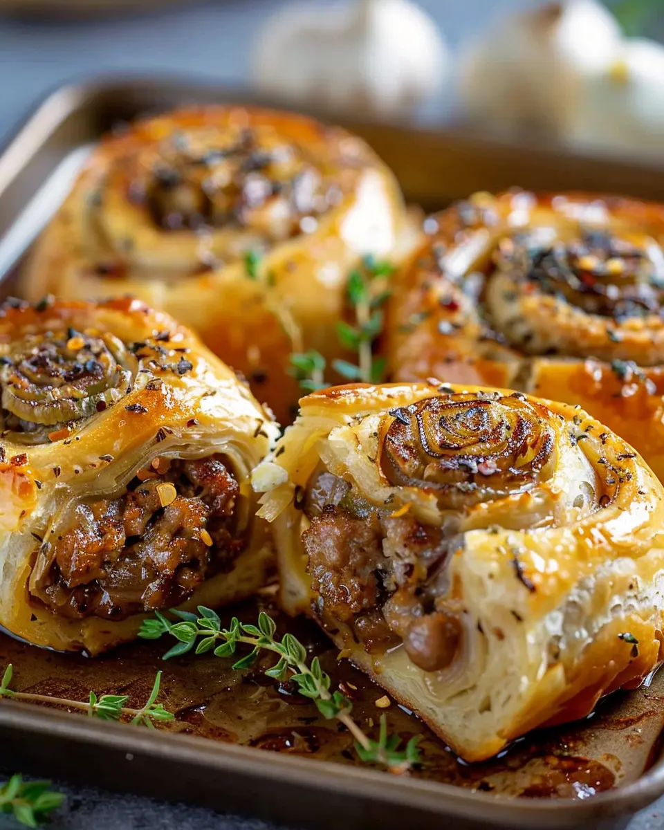 Savory French Onion Sausage Rolls: Easy, Golden &amp; Flavorful Treats