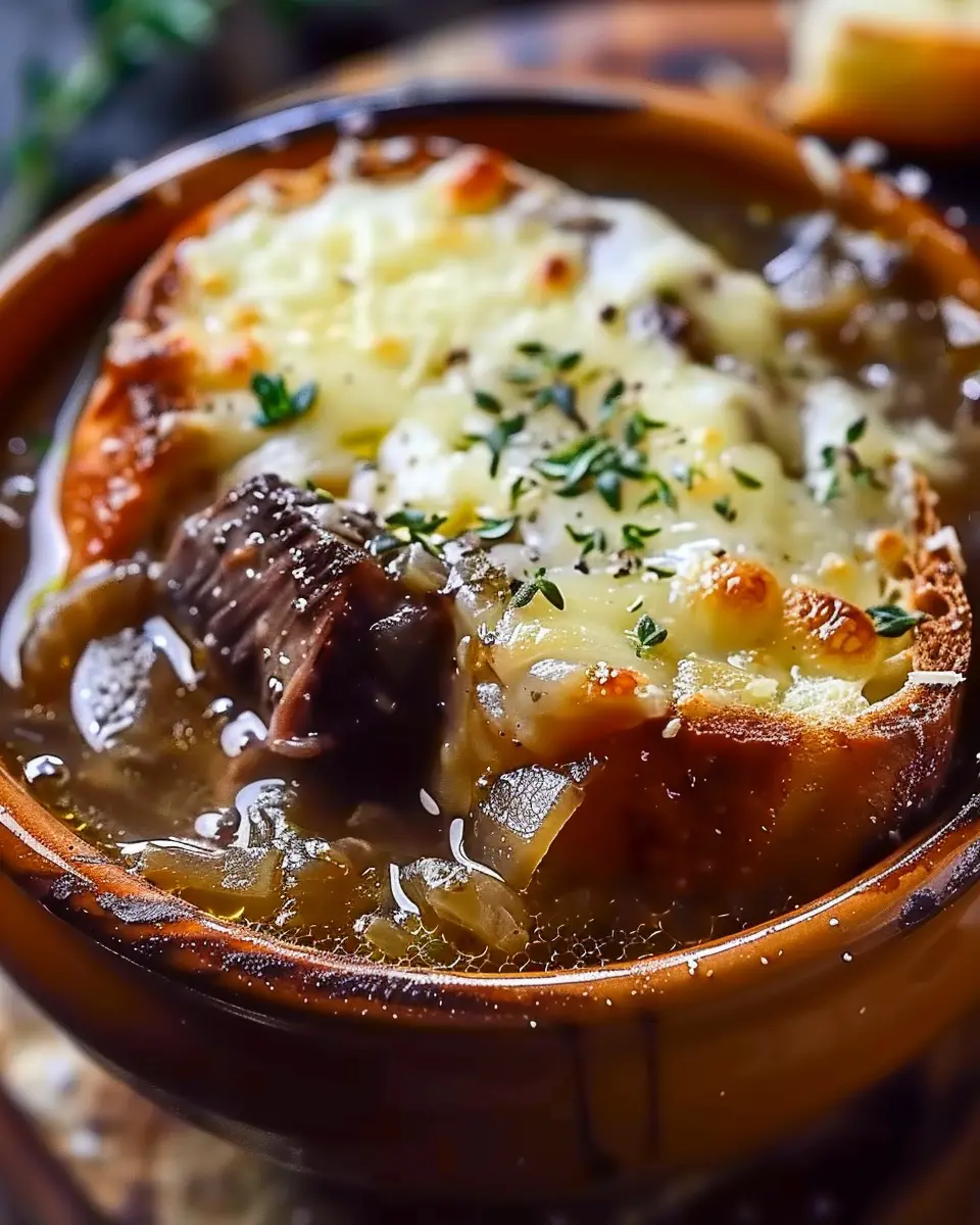 French Onion Short Rib Soup: Indulgent Gruyère Toast Delight