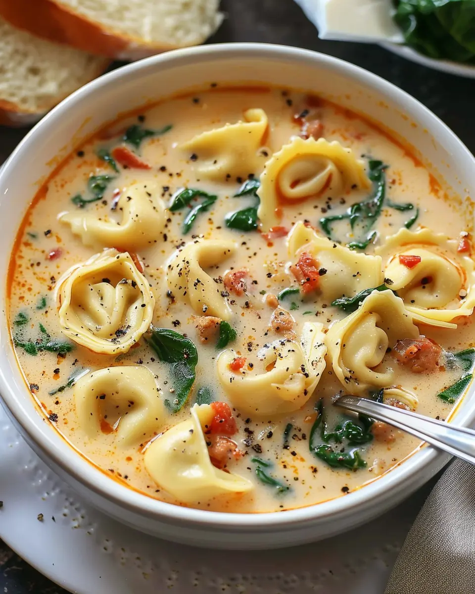 Creamy Tortellini Soup with Turkey Bacon: Comfort in a Bowl