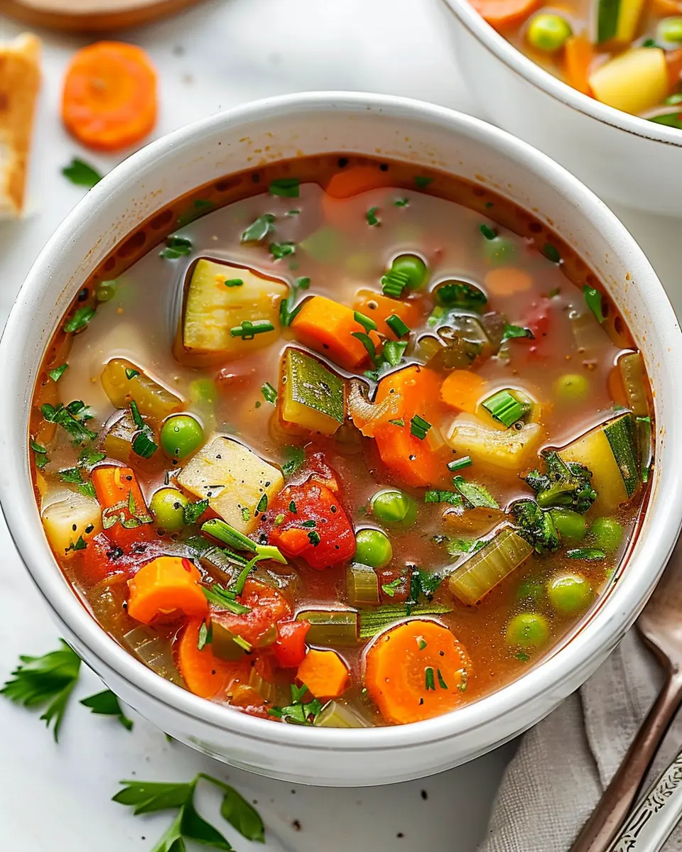 Vegetable Soup Delight: Easy Recipe with Turkey Bacon and Chicken Ham