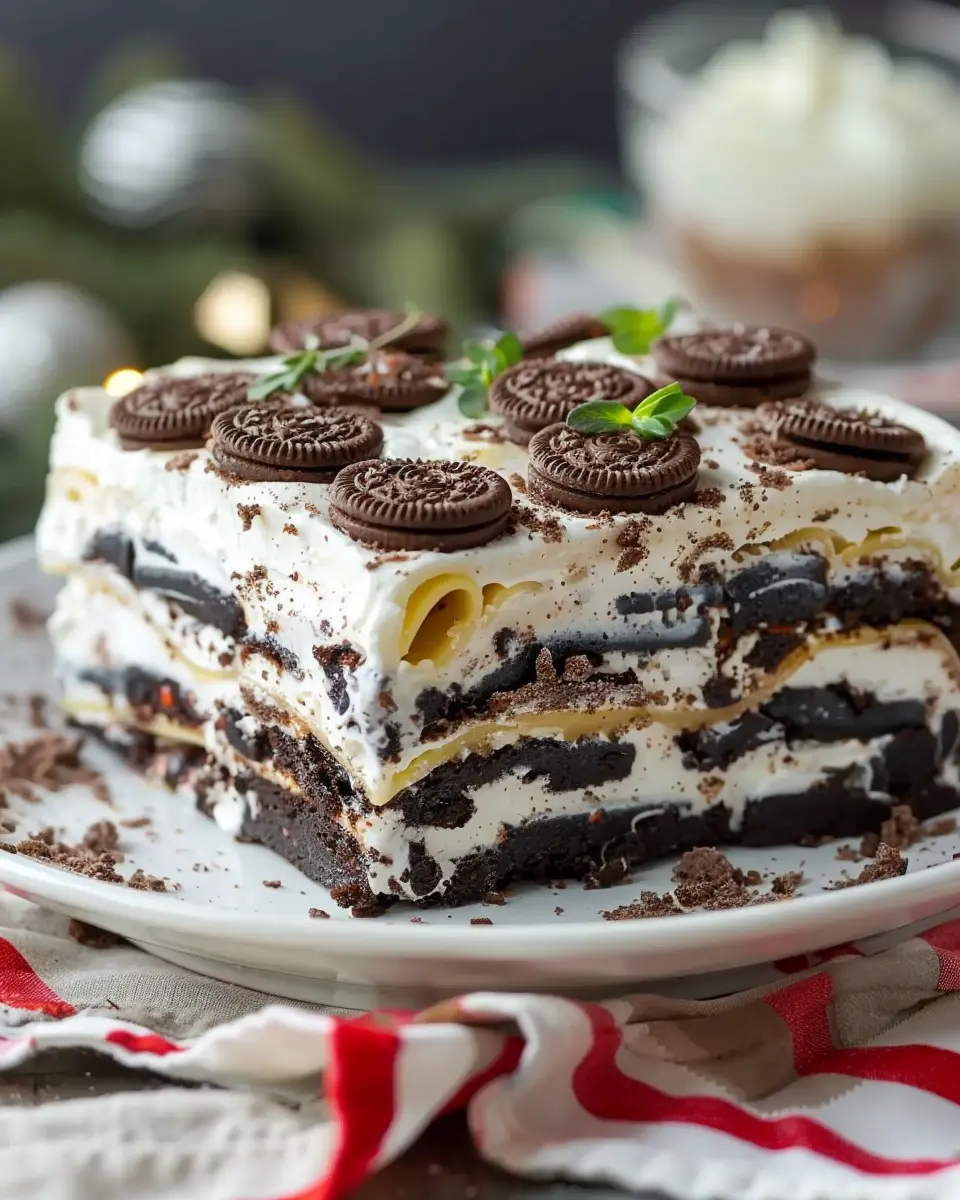 Festive No Bake Christmas Oreo Lasagna You’ll Love for Easy Holiday Fun