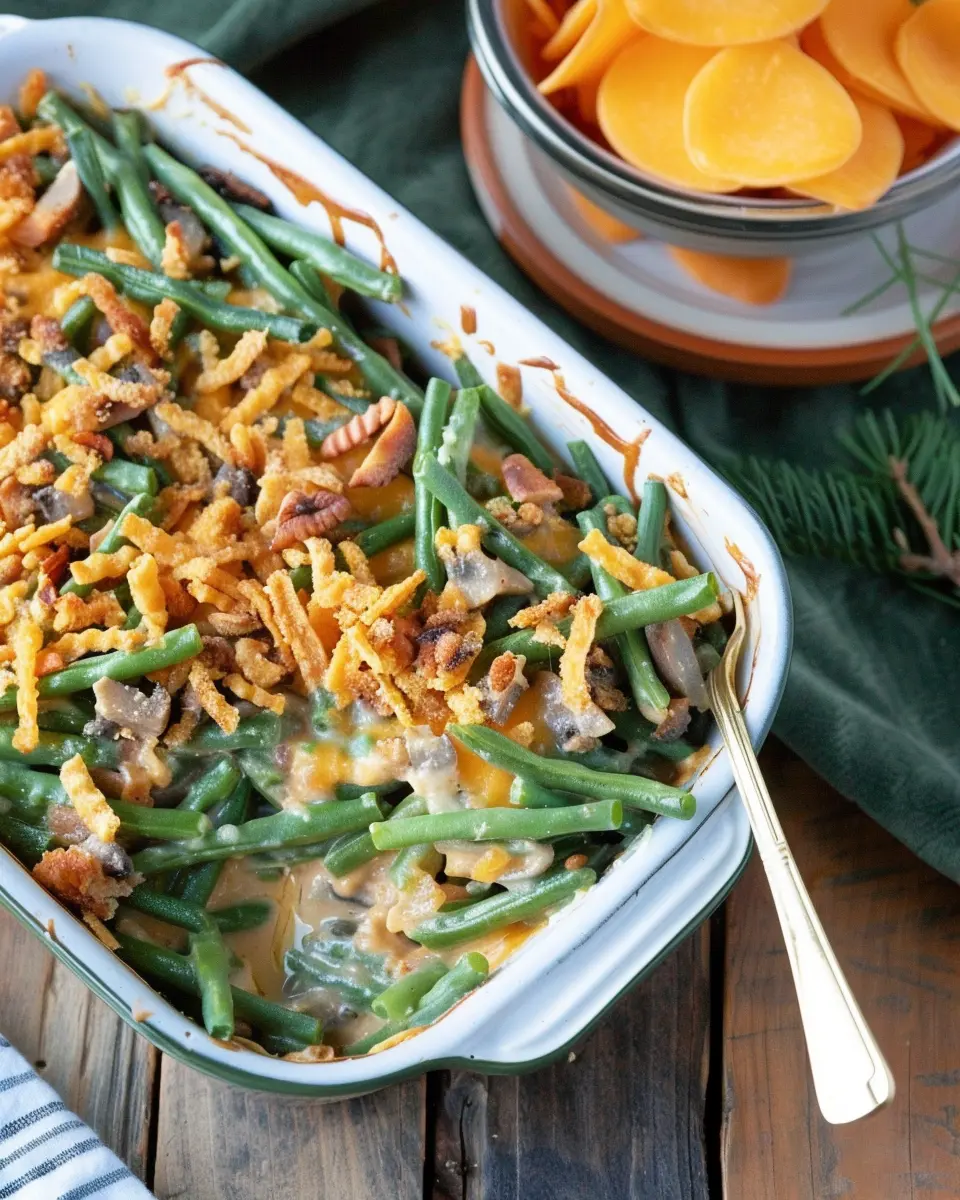 Green Bean Casserole: A Comforting Twist with Turkey Bacon and Chicken Ham